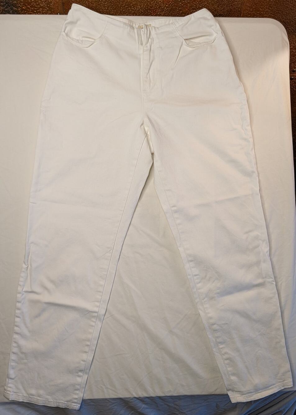 Uniqlo X Hana Tajima Slim Straight Cropped Pants Sz 24 White Minimalist Retro